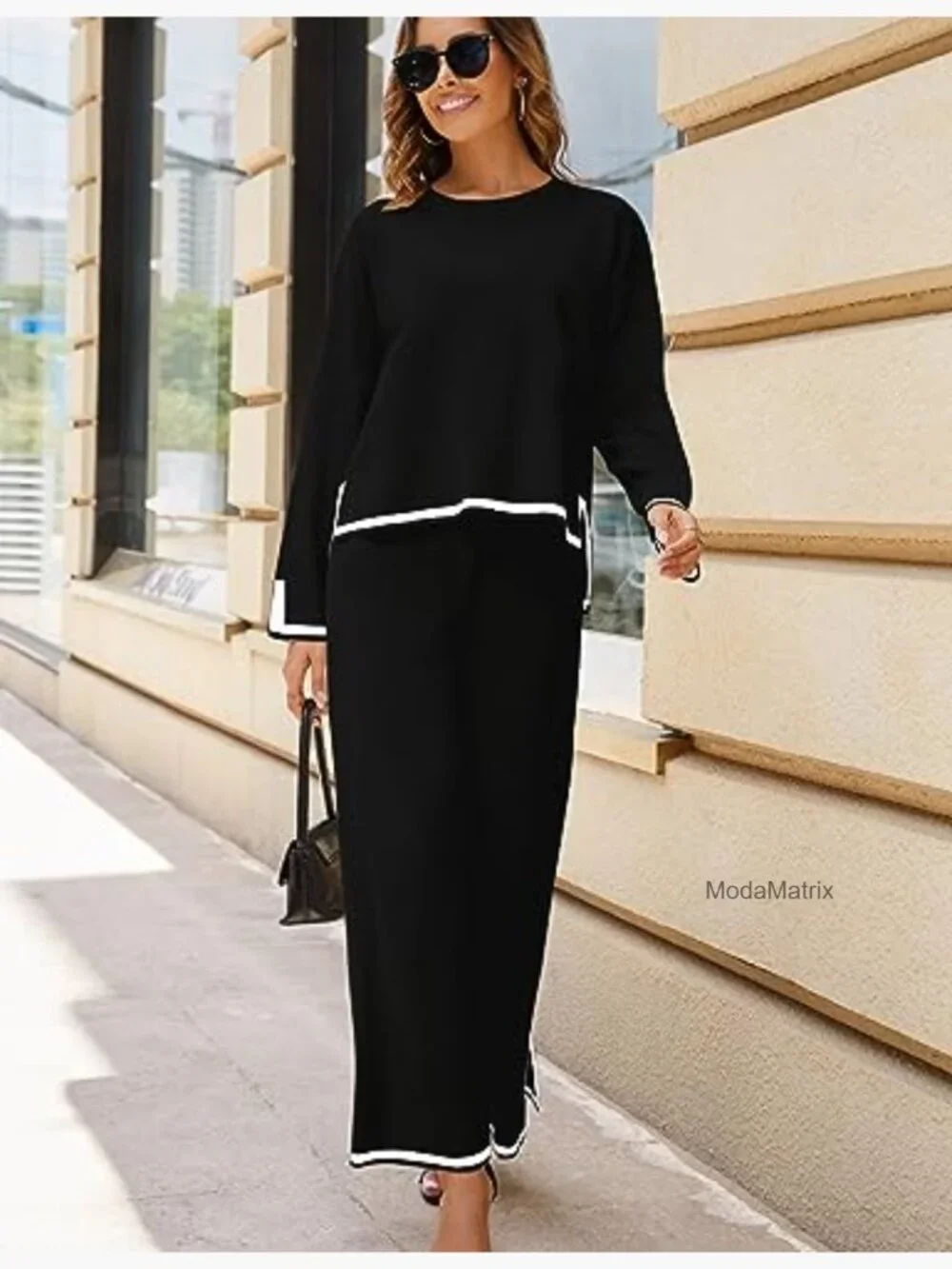 Long Sleeve Knit Sweater Top Wide Leg Pants Lounge Set Tracksuit - Picture 3 of 7